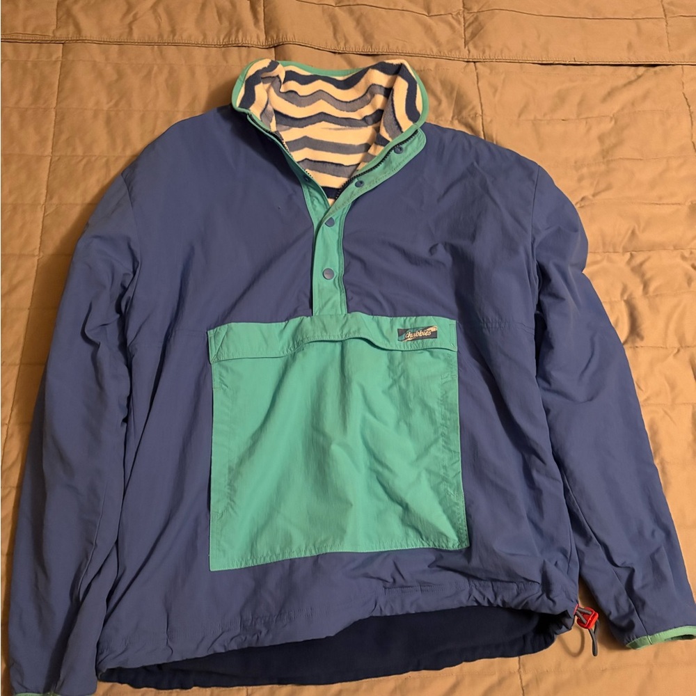 Chubbies Men's Blue and Teal Reversible Windbreaker